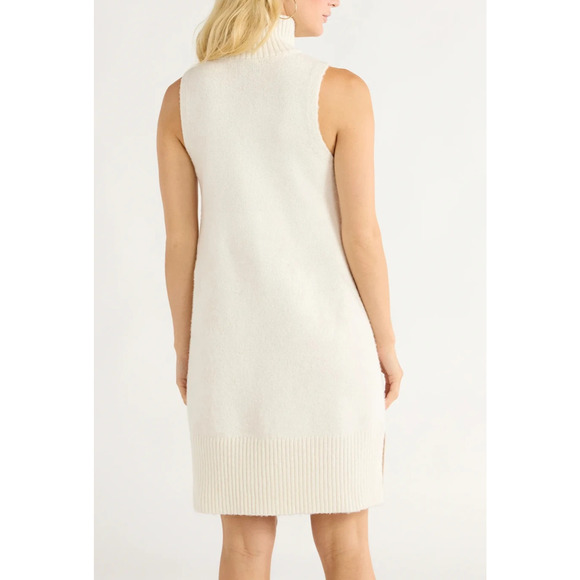 Free Assembly Womens Sleeveless Turtleneck Sweater Mini Dress Egret Size M - Picture 2 of 7